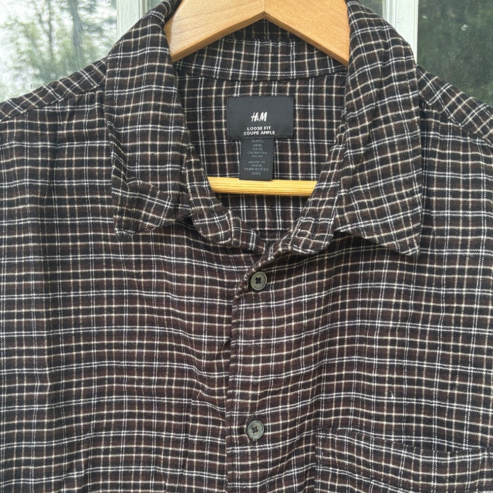 Black/White Loose Fit Flannel - XL - CLEARANCE